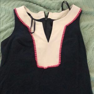 Navy Dress With Sailor Neck Detail
